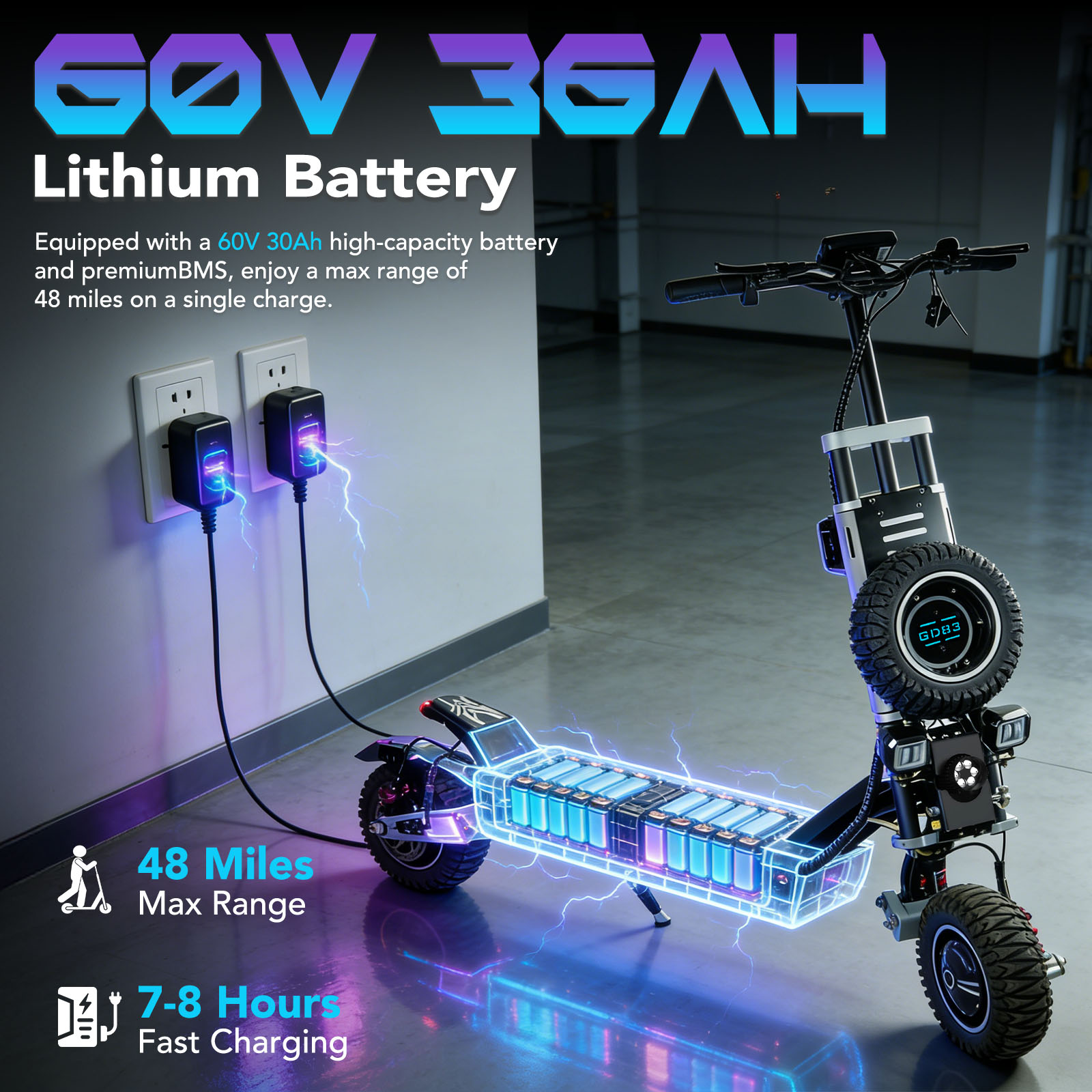 OBARTER GD83 Off-Road Electric - đánh giá và giá 60V 5600W Dual Motor Electric Scooter